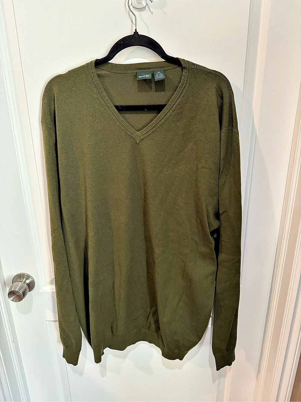Marshall Fields  Men's V-Neck Long Sleeve Olive Green Sweater Size XXL